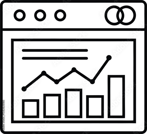 Analytics Dashboard Screen Icon with Graph Panels