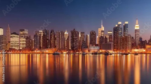 Wallpaper Mural New York City's skyline at night with illuminated skyscrapers Torontodigital.ca