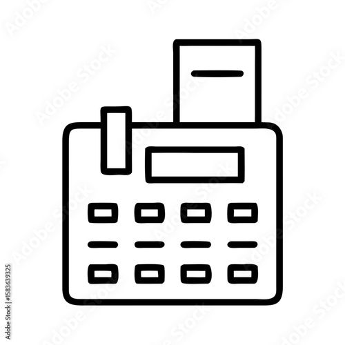 Cash register icon in minimalistic line art style  