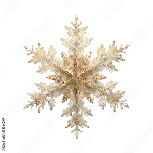 Elegant Gold and Ivory Snowflake Ornament - Winter Holiday Decoration