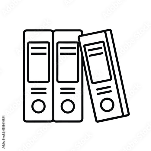 Clean outline icon of ring binders on a white background