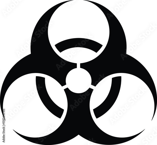 Danger warning symbol graphic with a biohazard emblem silhouette