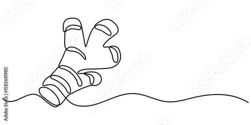 ginger continuous One line drawing art illustration organic ginger, Single one line drawing of healthy organic ginger for harvesting identity. Fresh flowering plant concept pro. 