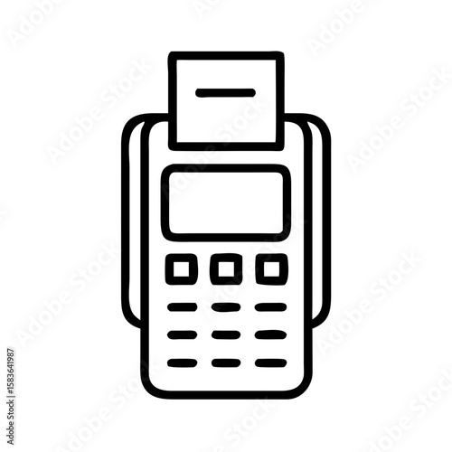 Credit card terminal with receipt printing function in minimalist design  
