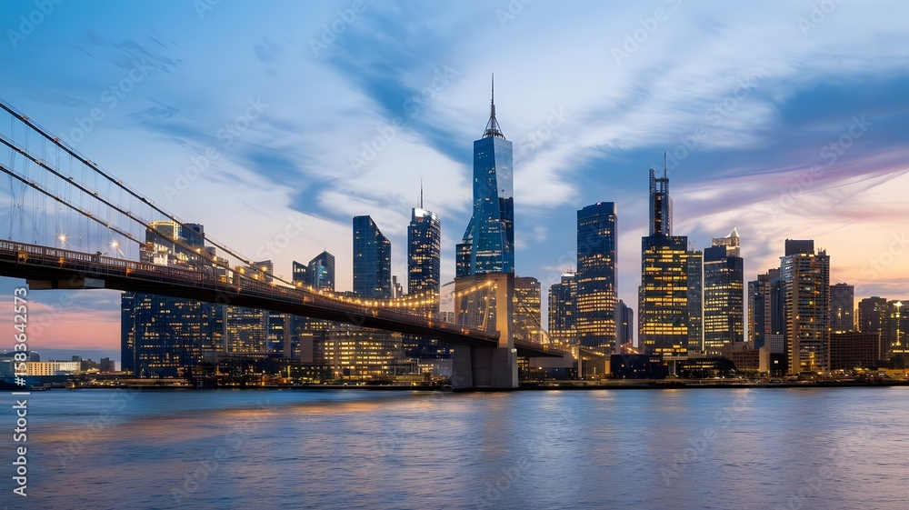 Obraz premium brooklyn bridge and manhattan skyline