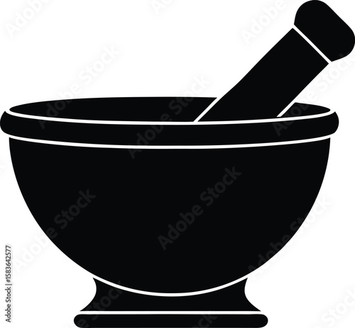 Classic mortar and pestle for grinding herbs and spices silhouette