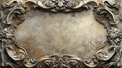 Ornate gold frame on a stone-like surface