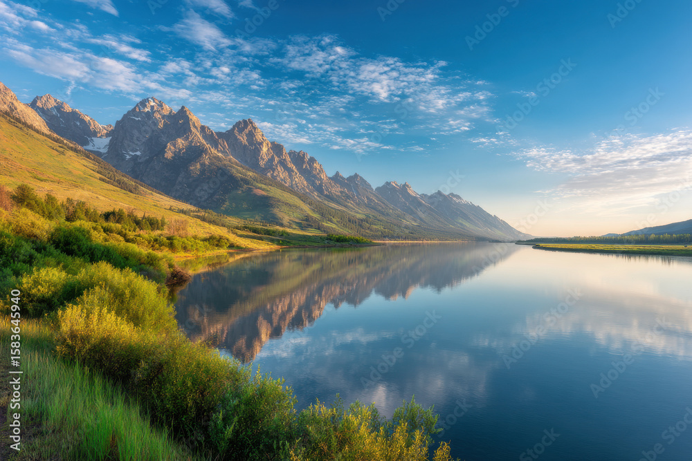 Fototapeta premium breathtaking summer landscape showcasing stunning rocky mountains in u