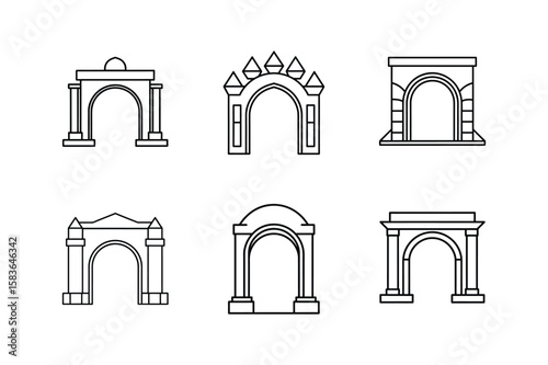 entrance arch icon line art vector illustration
