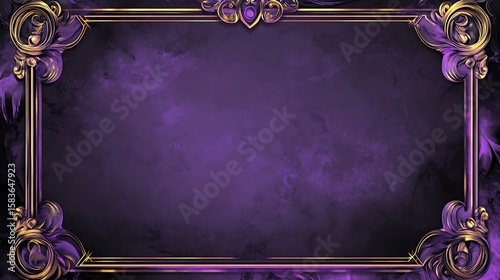 Ornate gold frame on purple textured background