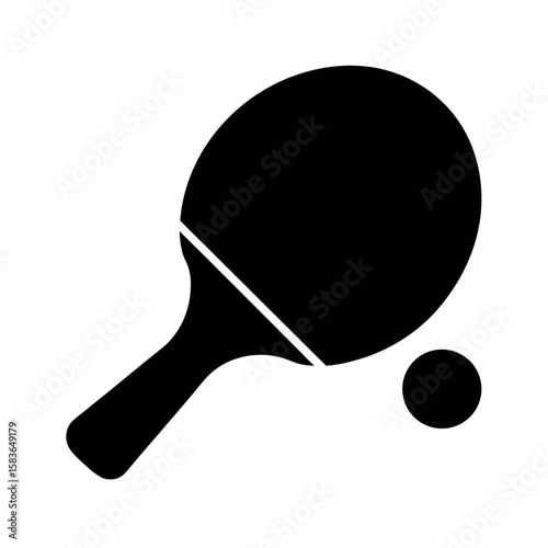 Ping Pong Paddle and Ball Icon Vector Illustration