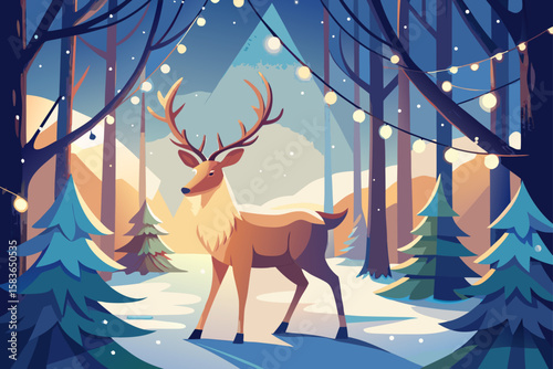 christmas card with deer
