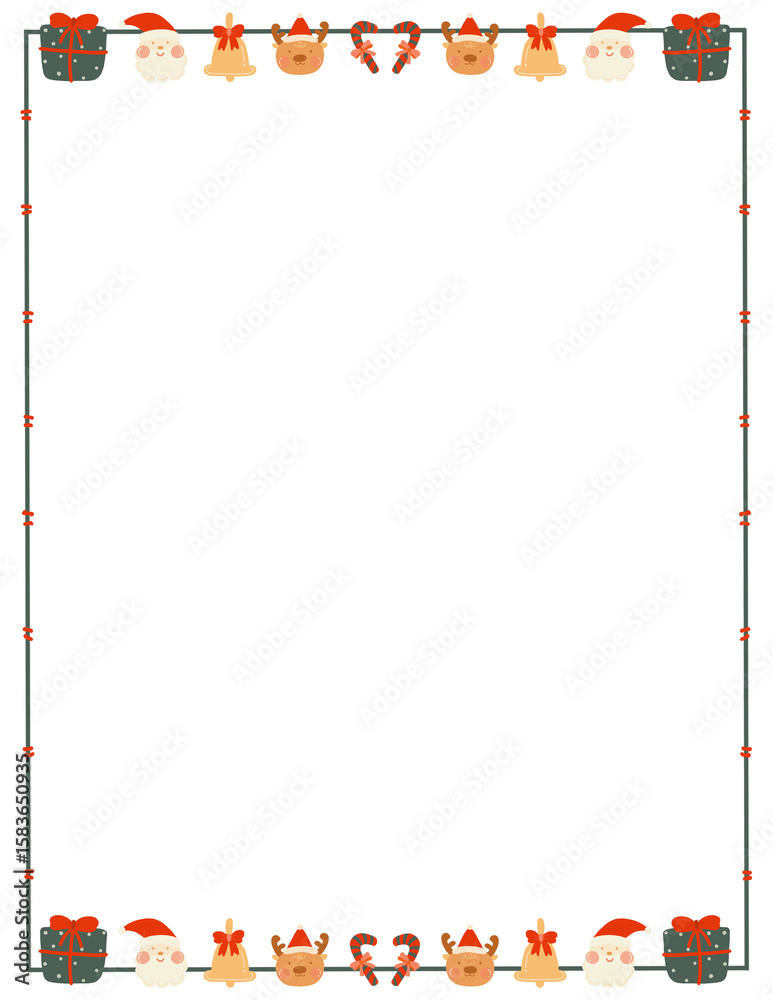 Obraz premium Christmas Doodle Border Frame. Hand-Drawn Black Line Borders. winter holiday Border Frame. Xmas Frames. Perfect for invitations, worksheets, weddings, and printable projects.