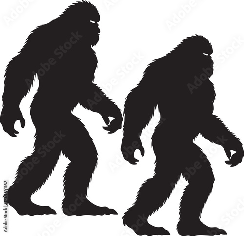Bigfoot silhouettes walking side by side
