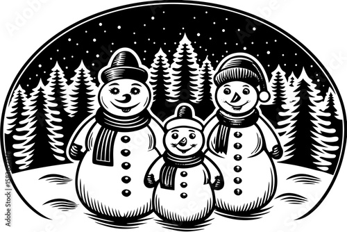 snowman with christmas tree