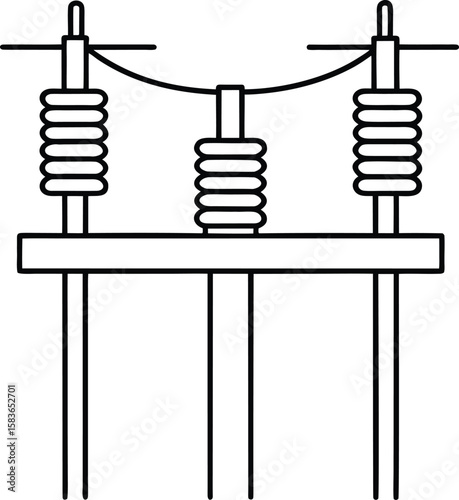 High Voltage Transformer Vector Icon in Flat Linear Style