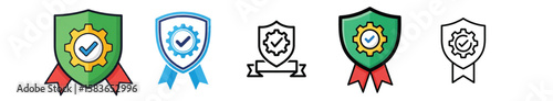 Quality Assurance Shield Badge Icons – Certified Guarantee Award Vector Set