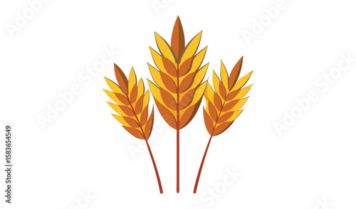Golden wheat ears, perfect for agriculture, cereal, and food designs, are ripe for the autumn harvest
