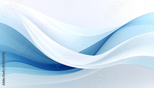 Smooth flowing abstract waves in shades of blue and white create a calming and dynamic digital background.