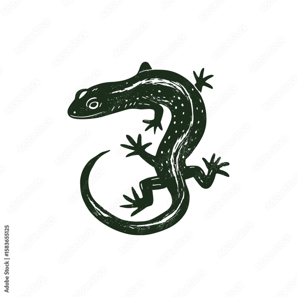 Naklejka premium Detailed vector illustration of a gecko lizard in a textured style. The design showcases intricate patterns on the lizard’s body, focusing on natural forms and artistic lines