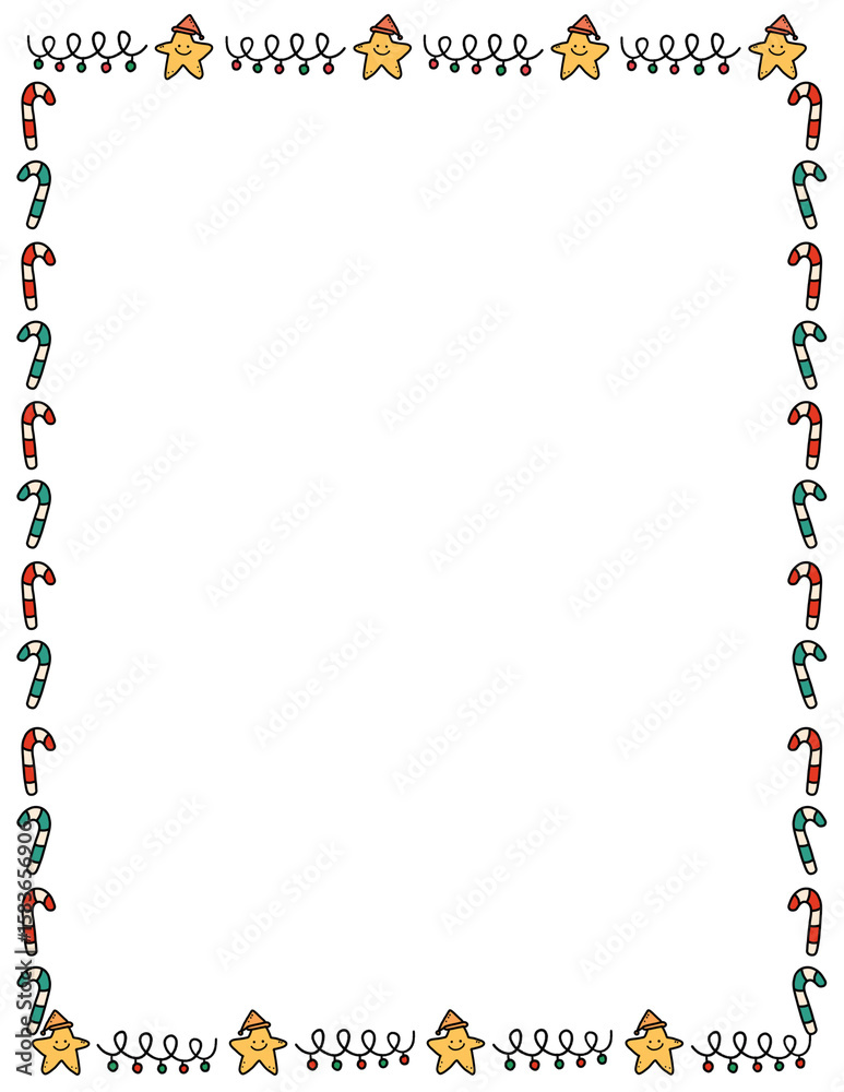 Obraz premium Christmas Doodle Border Frame. Hand-Drawn Black Line Borders. winter holiday Border Frame. Xmas Frames. Perfect for invitations, worksheets, weddings, and printable projects.