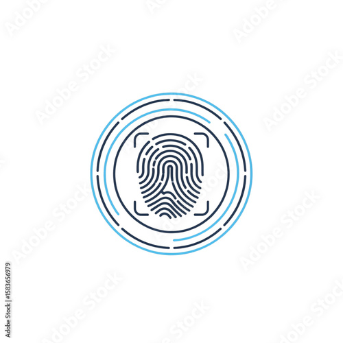 Fingerprint Scan Icon Vector, Biometric Security and Identity Verification Symbol