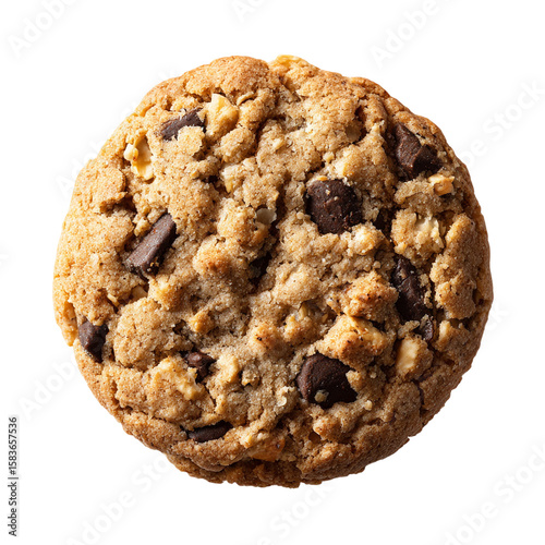 Delicious chocolate chip nut cookie isolated on transparent background