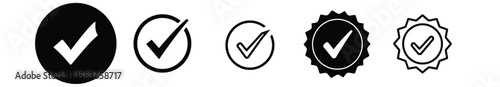Check Mark Icon Set – Verified Approval Badge, Tick Symbol Vector Collection