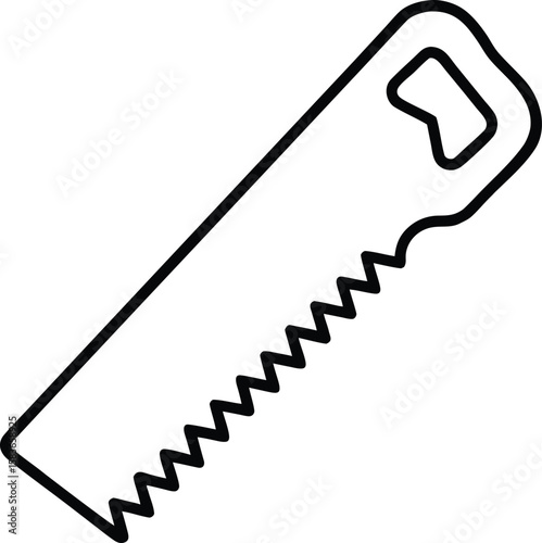 Minimalist Handsaw Icon with a Teeth Pattern Outline