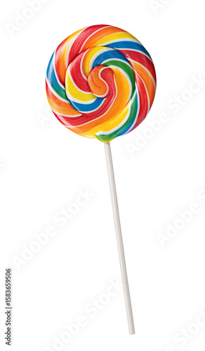 Wallpaper Mural Bright colorful rainbow swirl lollipop on a stick isolated on clean white background confection Torontodigital.ca