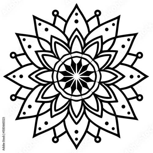 Mandala Dot Art Line Illustration