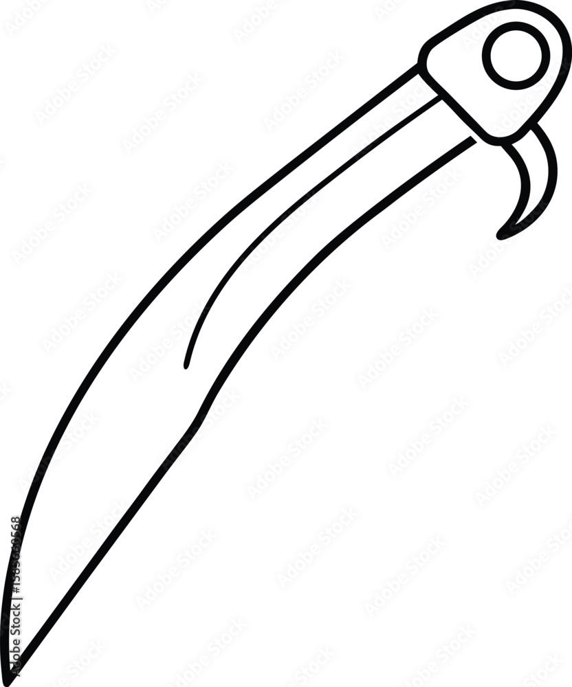 Obraz premium Monochrome Line Art of a Nail Puller with Curved Claw