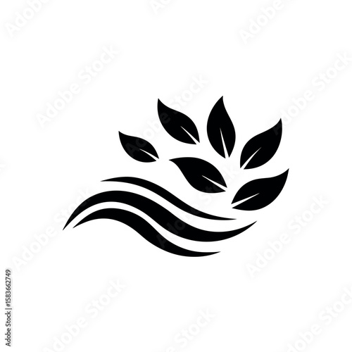 Wind Blowing Leaves Logo Icon Vector Illustration