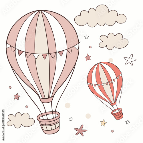hot air balloon in sky with cloud