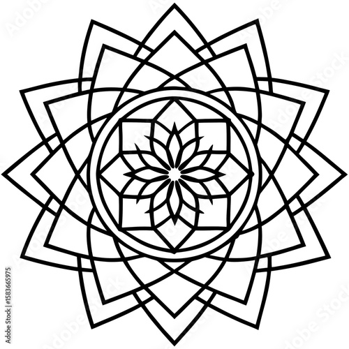 Geometric Mandala Minimalist Line Art Design