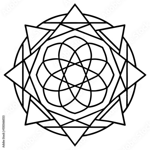 Geometric Mandala Minimalist Line Art Design