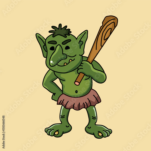 Troll with a club icon clipart avatar logotype isolated illustration