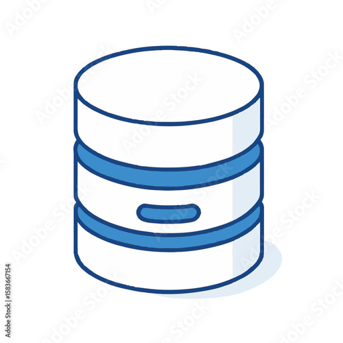 Database graphic element with modern digital technology isometric icons on transparent backdrop. Database visualization with flat design, showcasing cloud technology, servers, and database storage.
