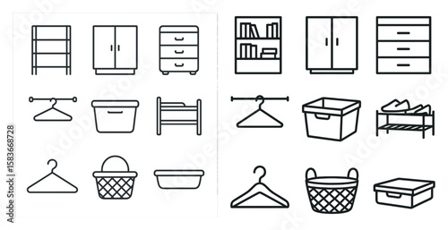 Variety of furniture items, including a dresser, a bookshelf, a bed, and a closet. The furniture is arranged in a way that creates a sense of organization and order