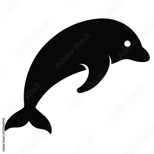 Silhouette of a beluga whale with a rounded head isolated on white background