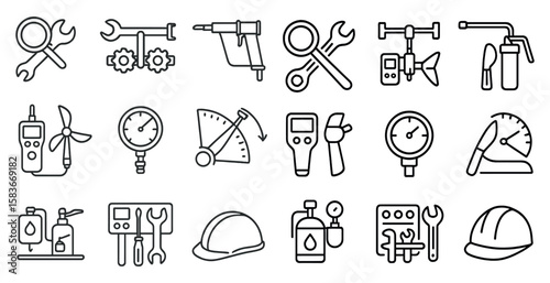 Collection of tools and equipment, including a wrench, a screwdriver, and a clock. Concept of precision and efficiency, as these tools are essential for various tasks and projects