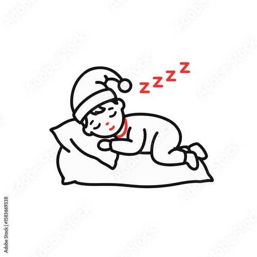 Sleeping baby illustration on white background