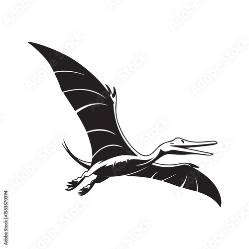 Flying Pterodactyl Dinosaur Silhouette for Prehistoric and Jurassic Themes