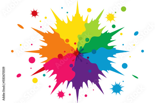 Colorful paint splashes and dots abstract background