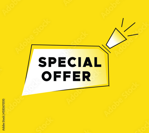 Special offer banner speech for announce design yellow background, business, web, ui vector illustration.