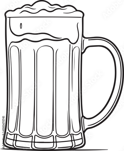 Frothy beer in a classic glass mug