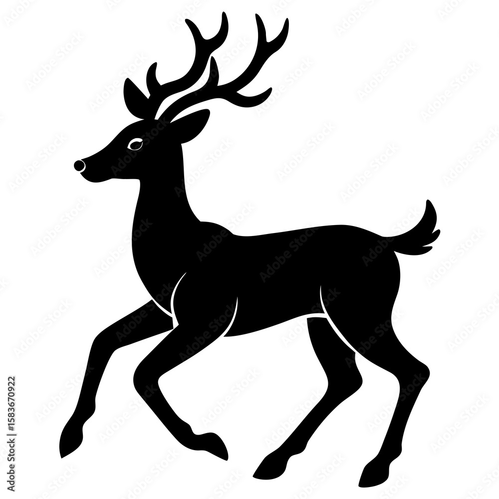 Fototapeta premium Running Deer isolated on a white background.