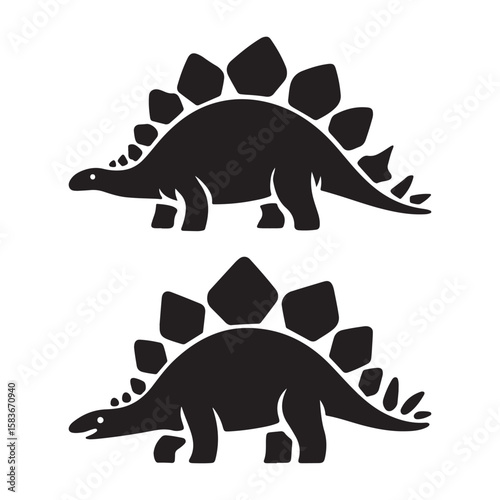 Pair of Iconic Stegosaurus Dinosaur Silhouettes for Prehistoric and Jurassic Fun