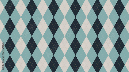 Argyle pattern blue cream navy gold diamond geometric