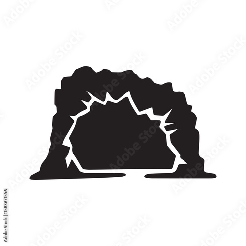 Cave Entrance or Rock Archway Silhouette Design for Nature and Adventure